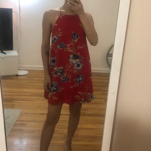 Floral mini dress in red